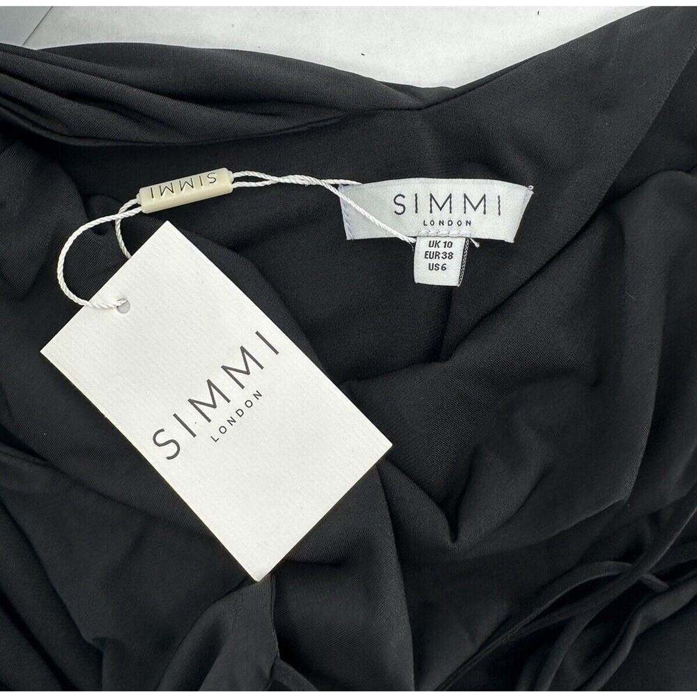 Simmi London Dress Size Uk 10 US 6 Midi Asymmetrical Black Party Formal Elegant‌ - Picture 4 of 4